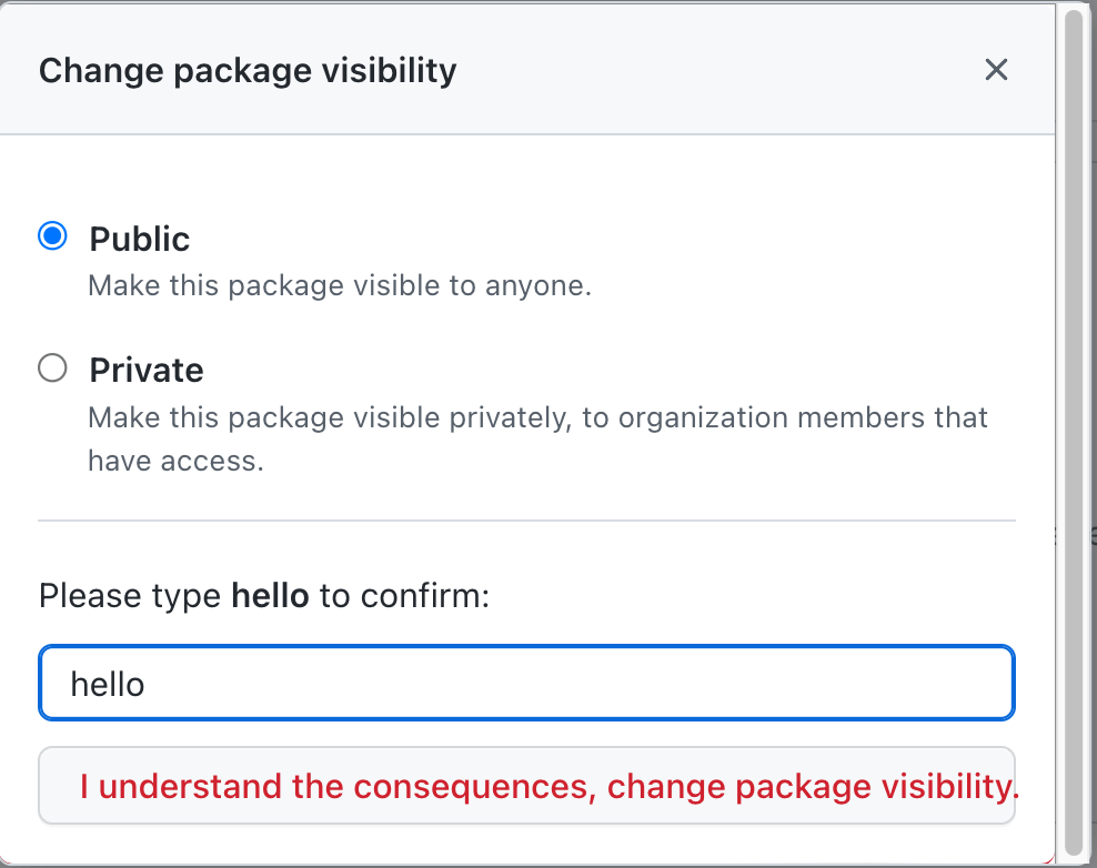 change visibility modal