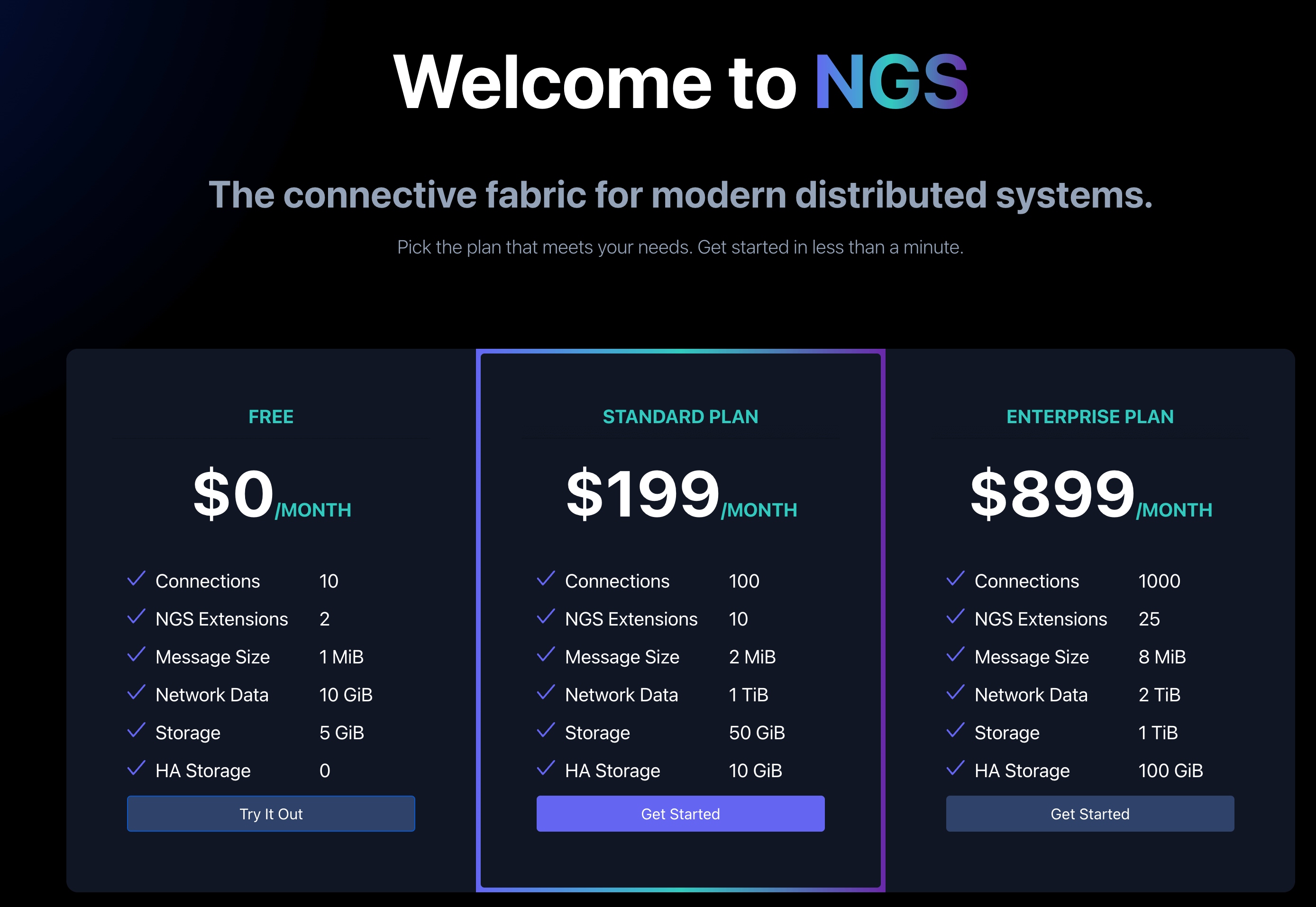 NGS signup page