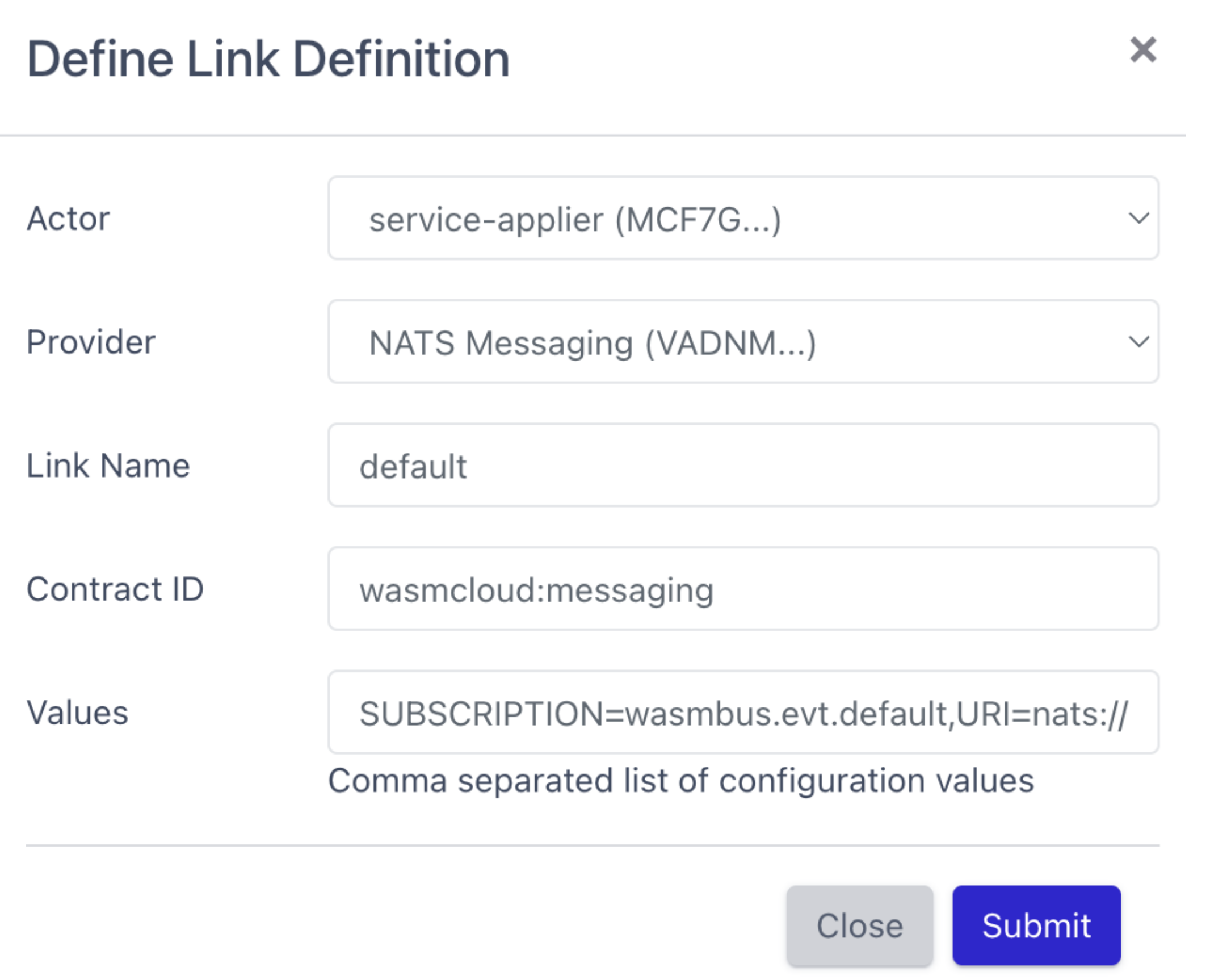 link definition messaging setup